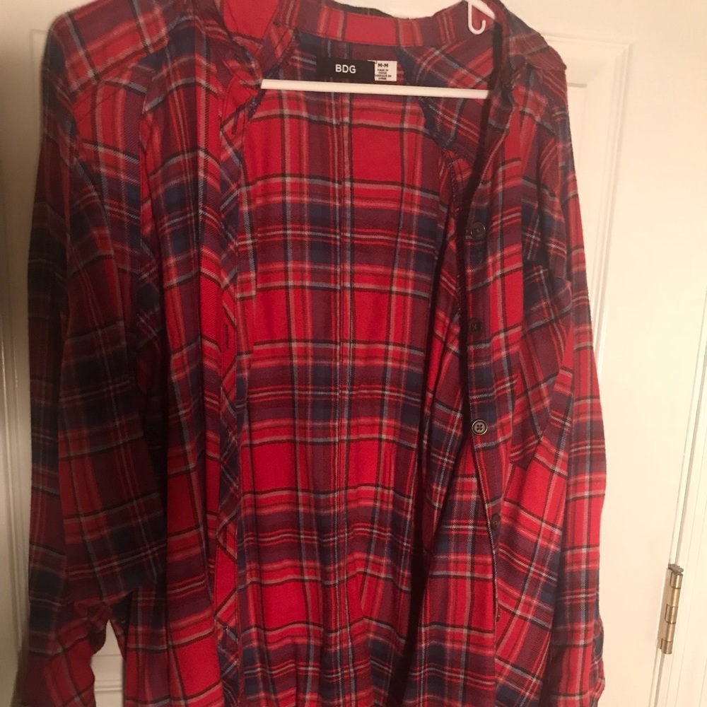Red & Navy Oversized Flannel